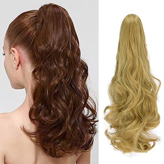 20〞Claw Ponytail Clip in Hair Extensions Hairpiece Synthetic Light Curly Soft Silky Nature Looking Heat-Resisting Different Colors for Women Fashion and Beauty-24/27#